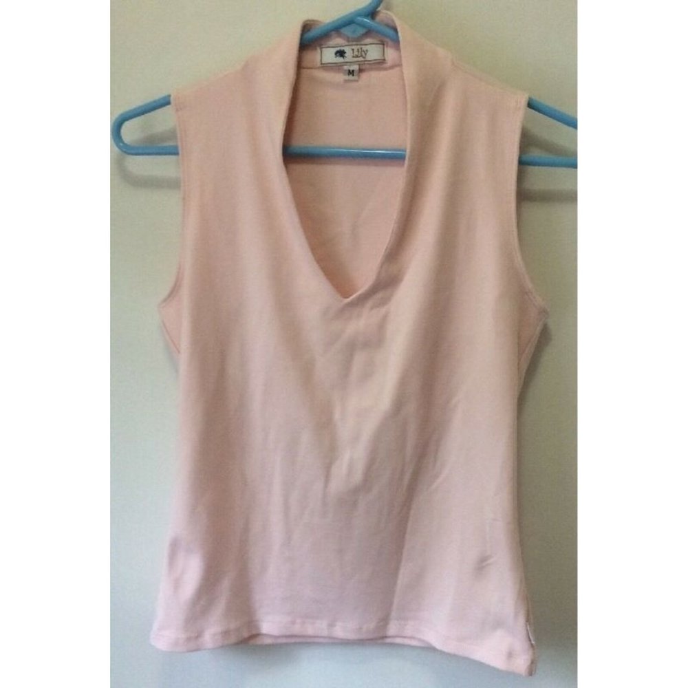 Lily Knit Top Size M Pink Bodycon Sexy Deep V Neck Sleeveless Hot Women's